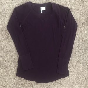 Fulltilt Dark Purple Waffle Long Sleeved Shirt